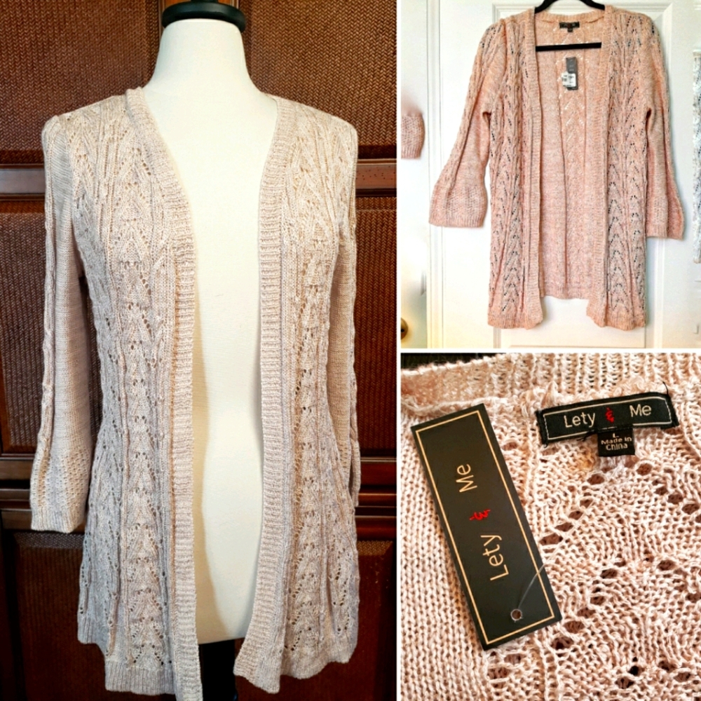 EUC Lety & Me pink knit open from cardigan